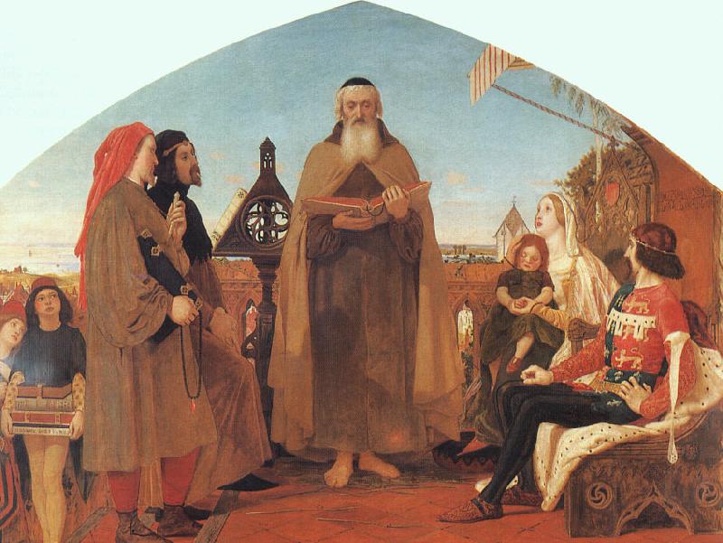 Brown, Ford Madox Wycliffe Reading his Translation of the New Testament to his Protector- John of Gaunt Germany oil painting art